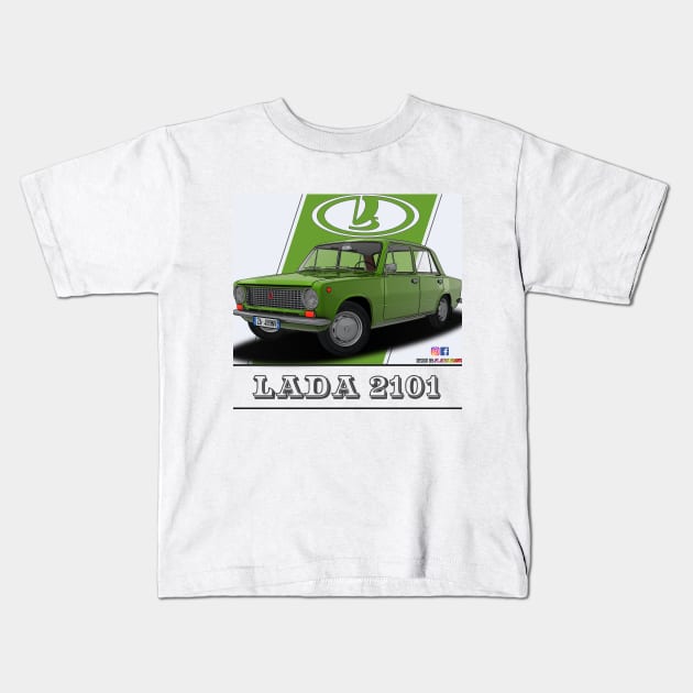 Lada 2101 1970 Green Kids T-Shirt by PjesusArt